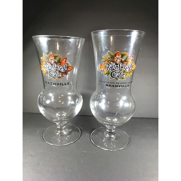 Rain Forest Cafe Nashville Tennessee Stemmed Hurricane Cocktail Glaases - Picture 3 of 5